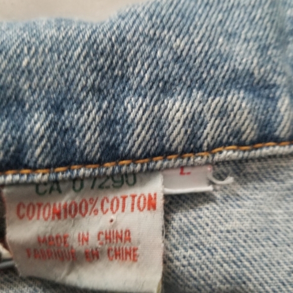 Vintage L Cropped Denim Jean Jacket Vest Adjustable Waist - Picture 9 of 10